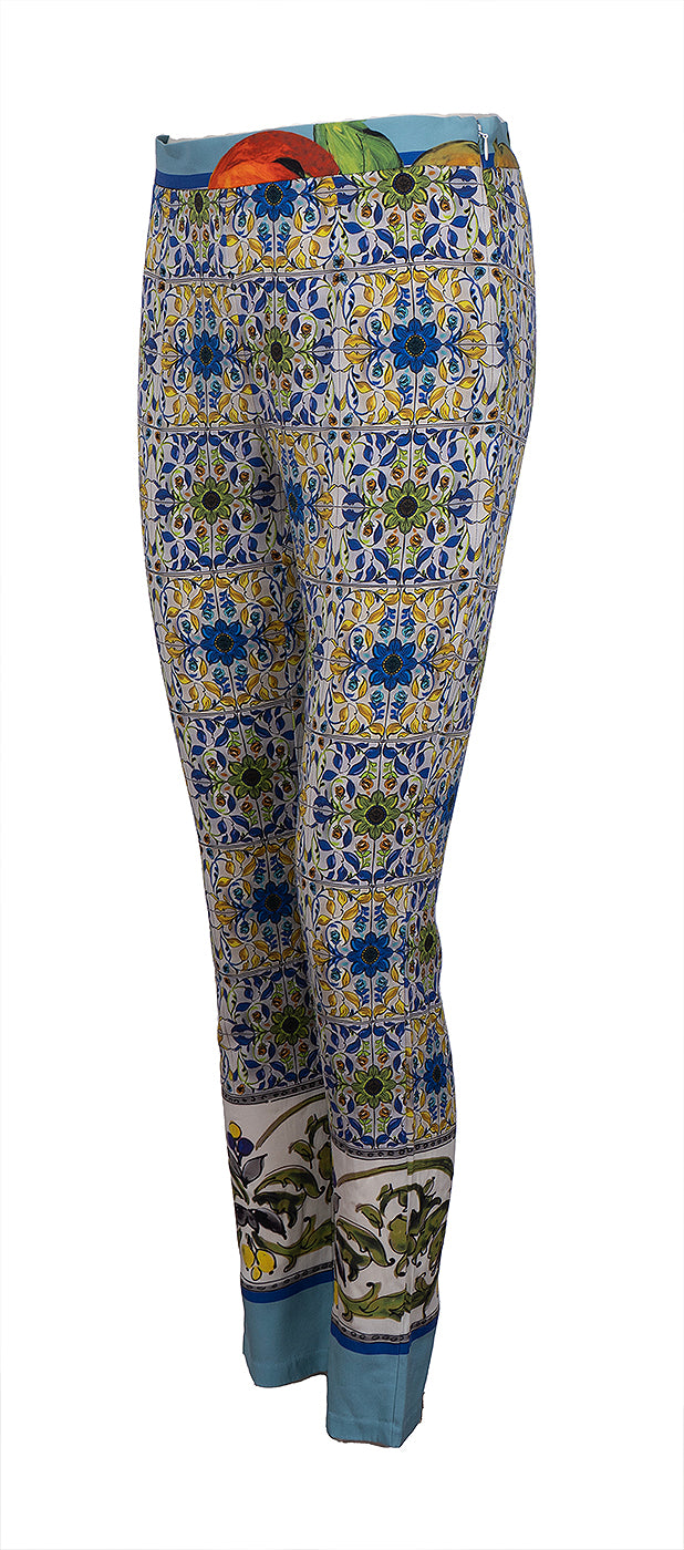 Dolce & Gabbana Majolica Multicolor Silk Trouser