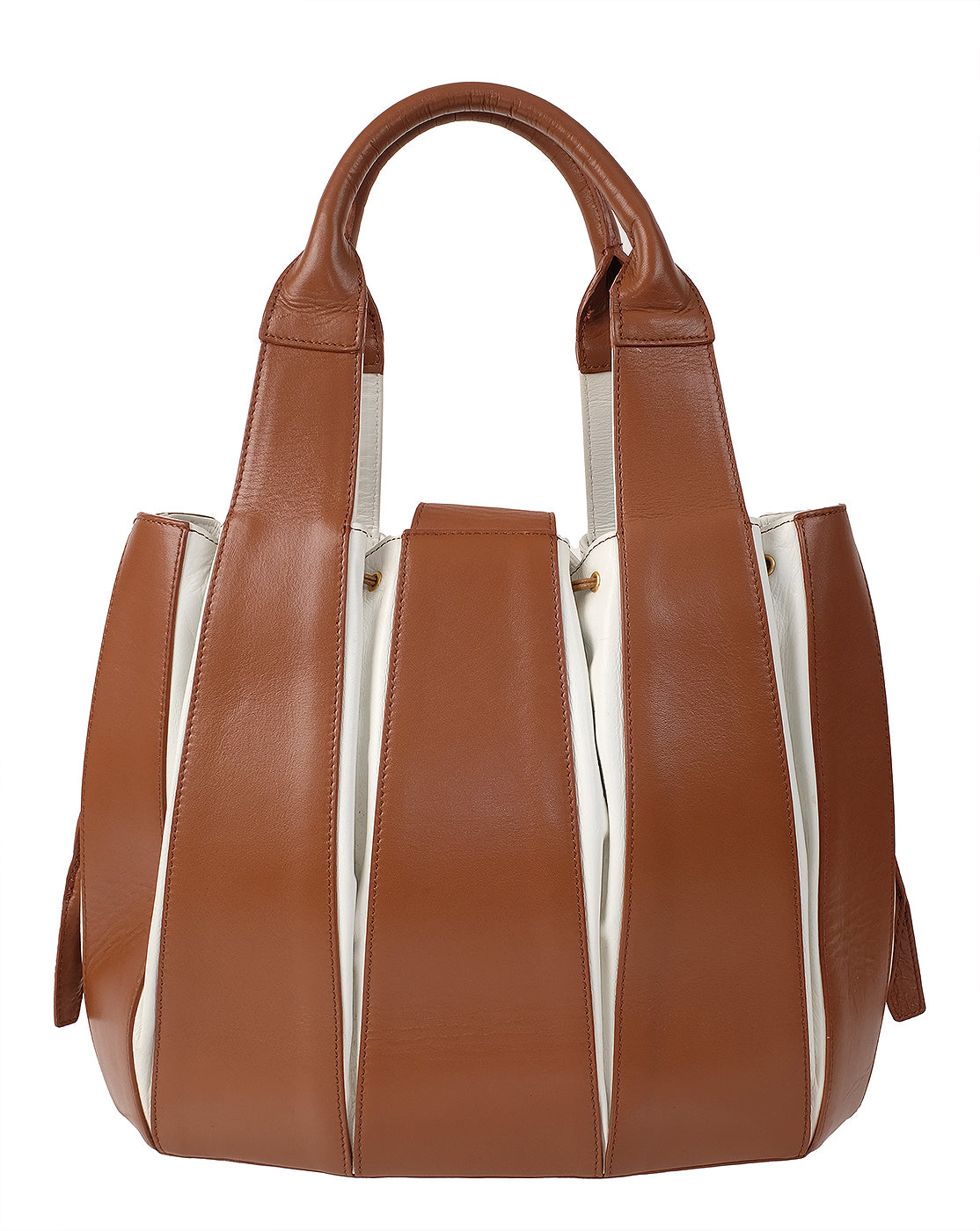 Domenico Vacca Julie Brown & White Leather Large Bag