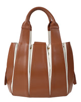 Domenico Vacca Julie Brown & White Leather Large Bag