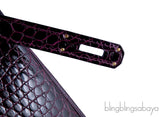 Birkin 35 Patent Prune Crocodile