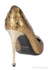 Tom Ford Python Gold Pointed Heels