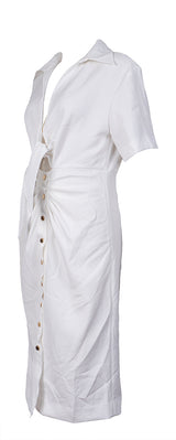 Sandro White Knotted Twill Shirt Dress M