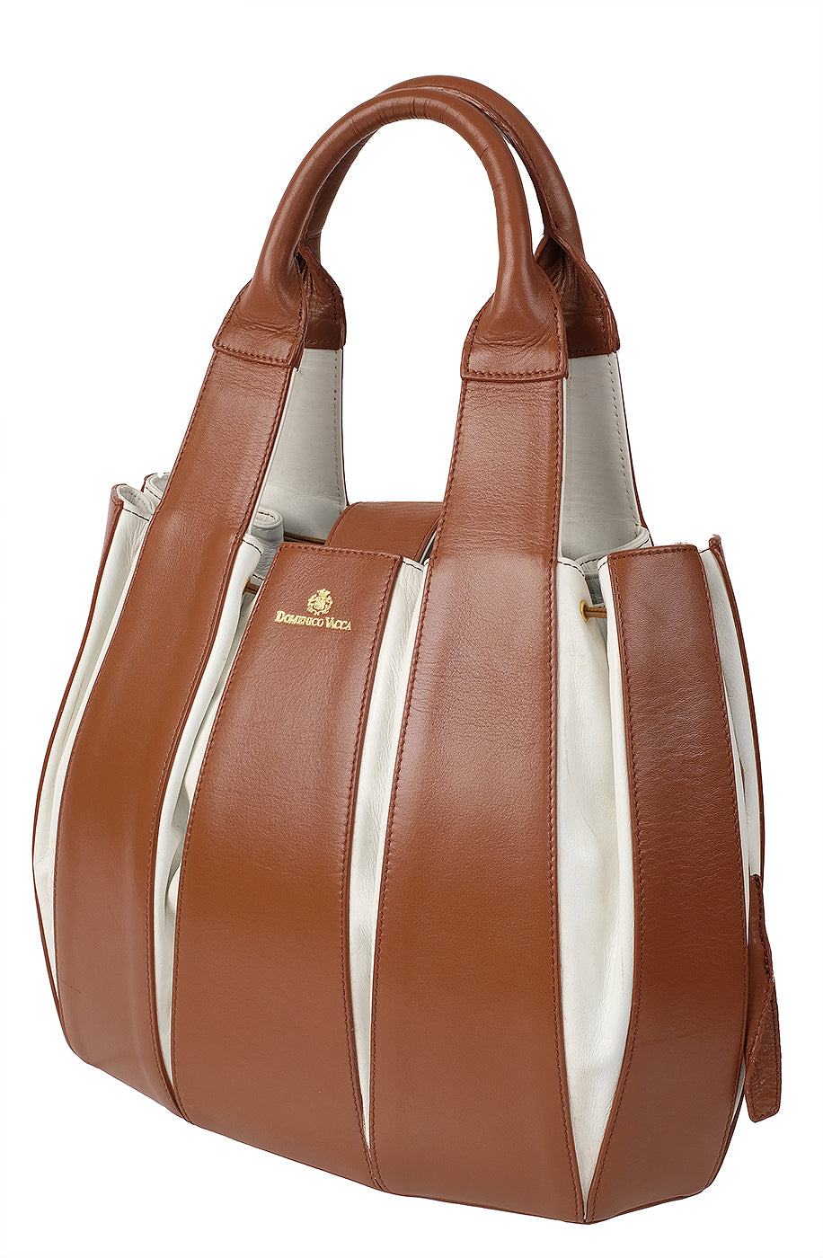 Domenico Vacca Julie Brown & White Leather Large Bag