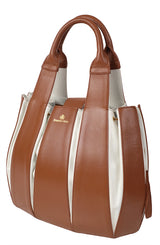 Domenico Vacca Julie Brown & White Leather Large Bag