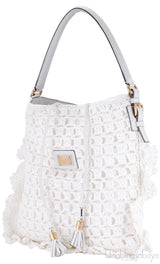 White Crochete Raffia Bag