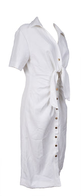 Sandro White Knotted Twill Shirt Dress M