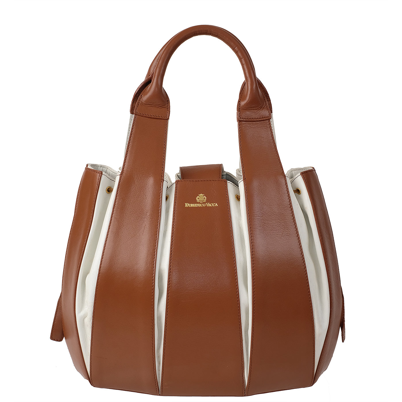 Domenico Vacca Julie Brown & White Leather Large Bag