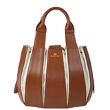 Domenico Vacca Julie Brown & White Leather Large Bag