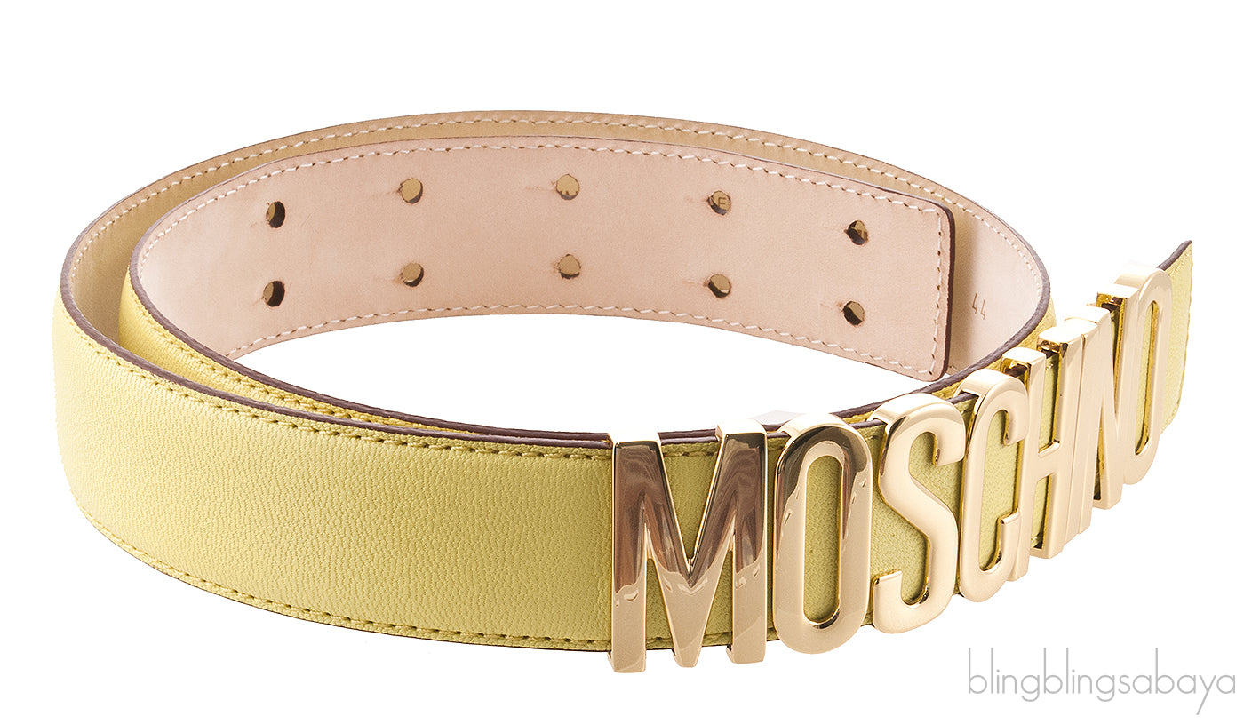 Logo Yellow Leather Belt