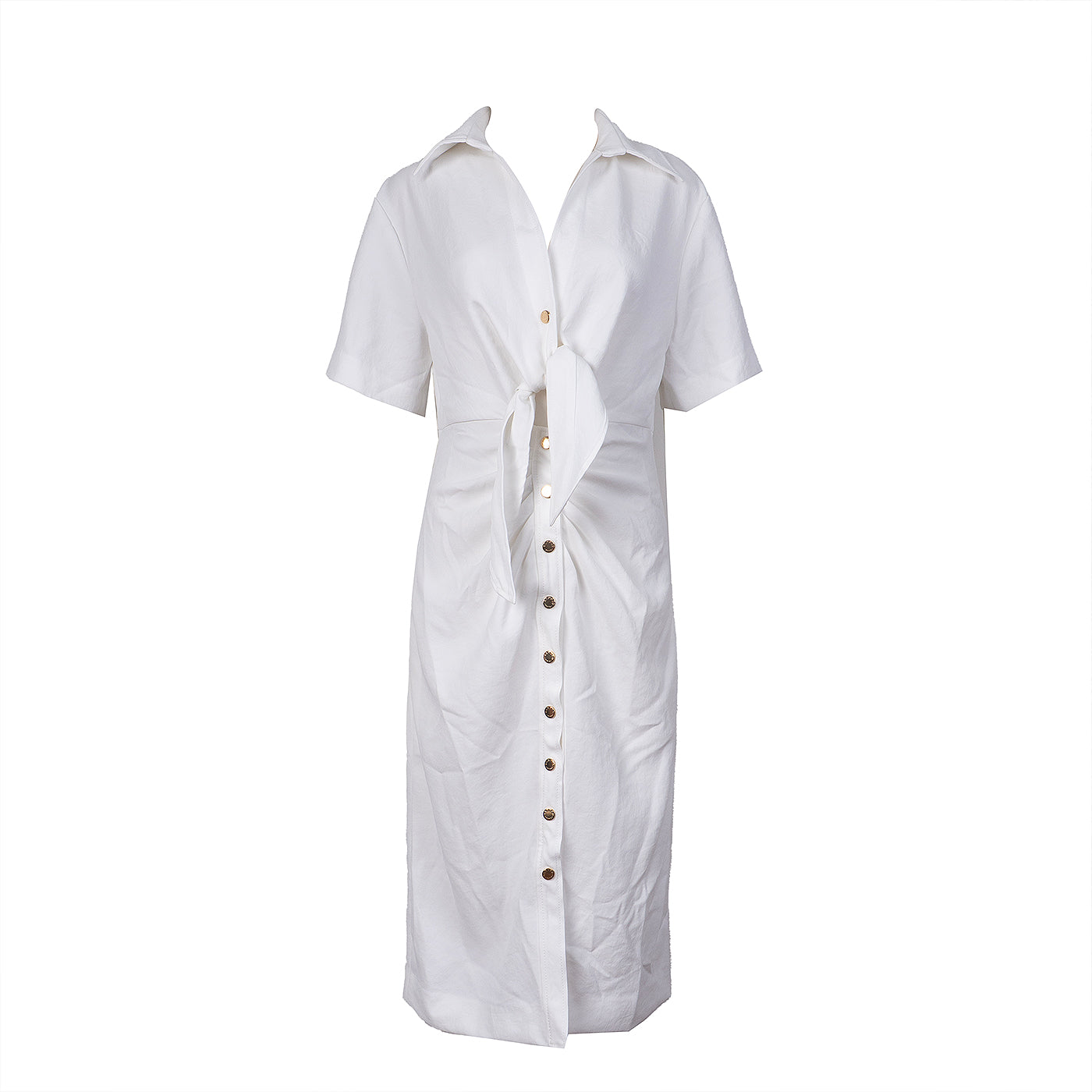 Sandro White Knotted Twill Shirt Dress M