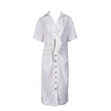 Sandro White Knotted Twill Shirt Dress M