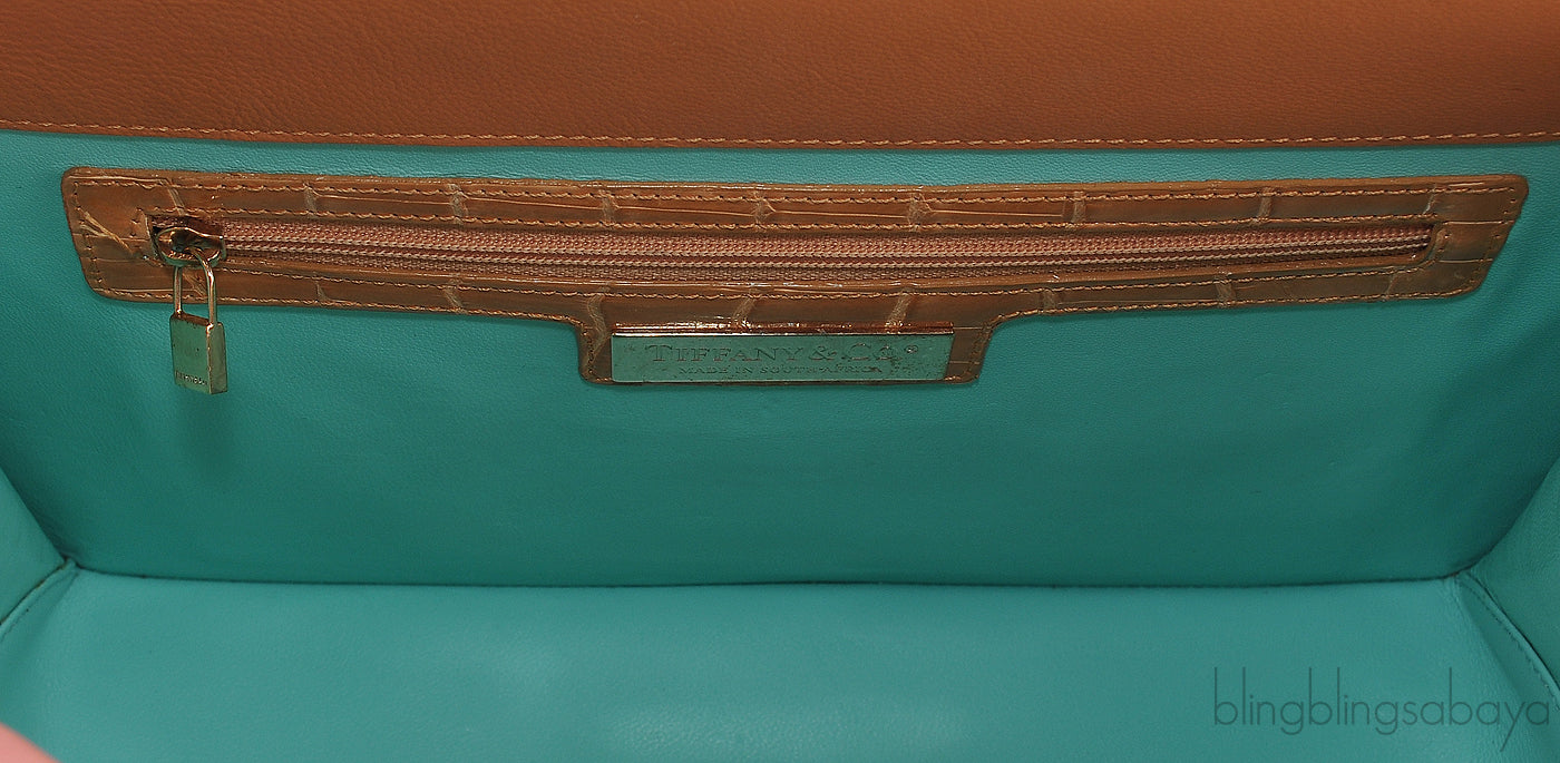 Beige Cornelia Lunch Box Crocodile Bag