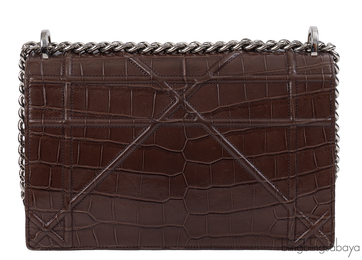 Christian Dior Diorama Brown Crocodile Flap Bag
