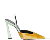 Blade Gold Velvet & Mint Green Slingback Pumps