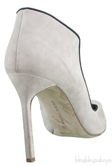 Grey Suede Pointed Toe Heels
