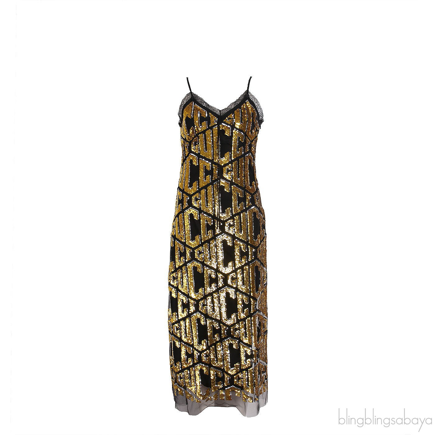 GG Black Sequin Lingerie Dress