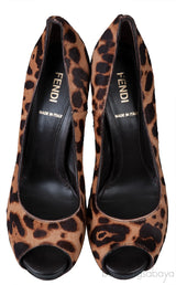 Leopard Pony Hair Peep Toe Pump