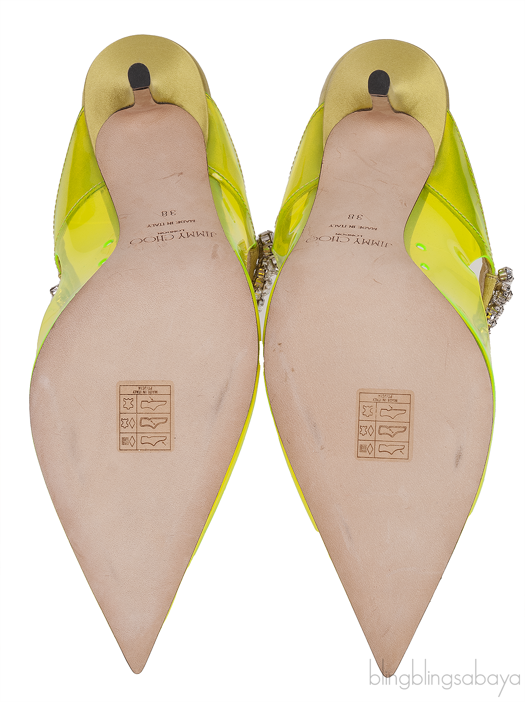 Jimmy Choo Bing Green PVC 100 mm Crystal