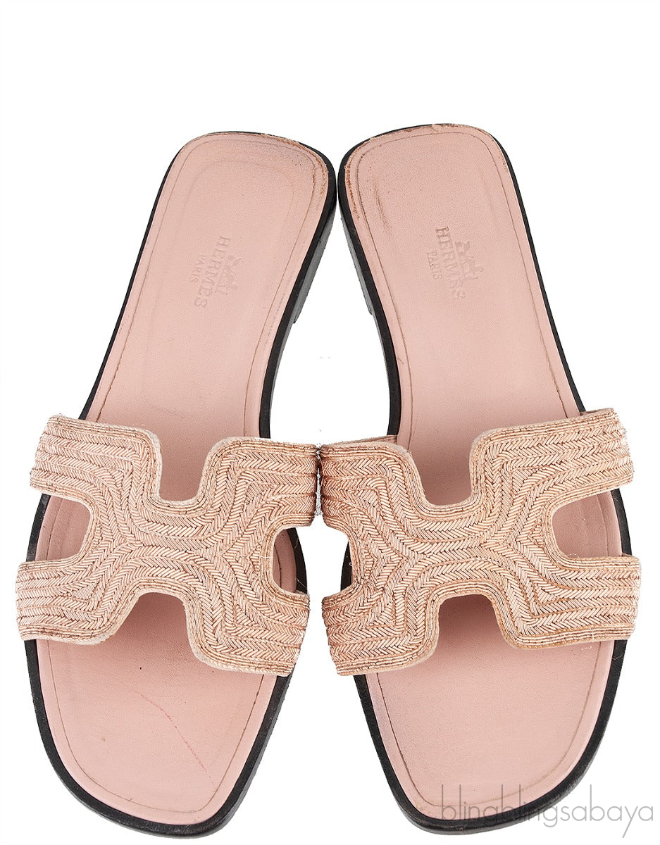 Embroidered Fabric Oran Sandals