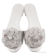 Camellia Floral Glitter Flat Mule