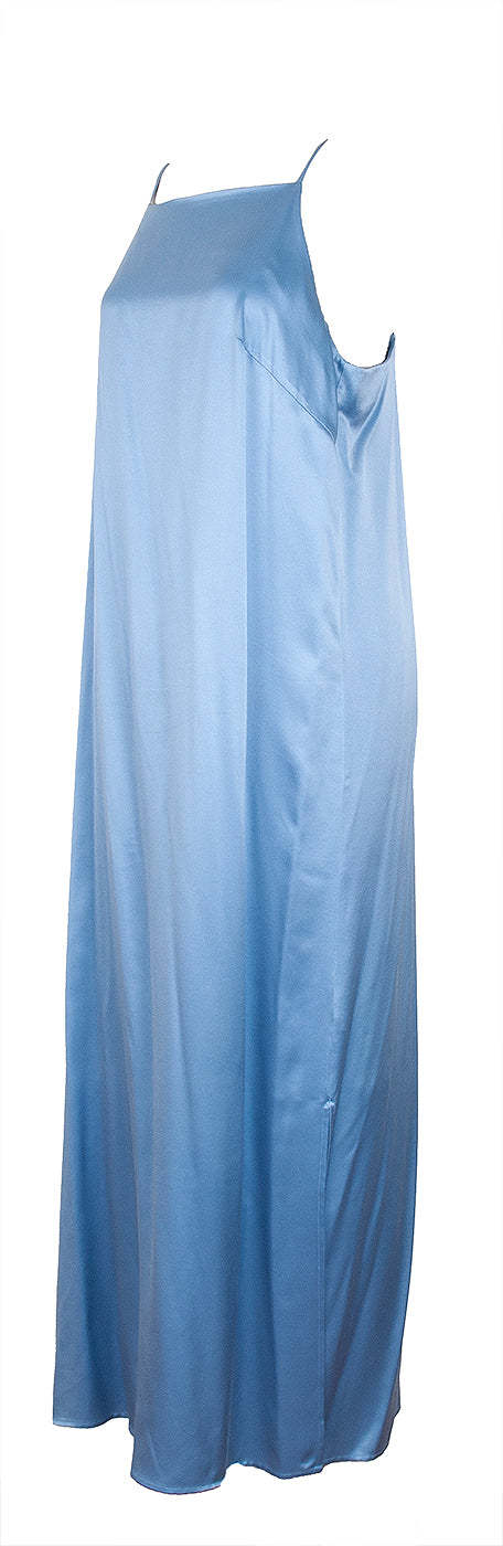 Tasman Silk-Satin Light Blue Midi Dress