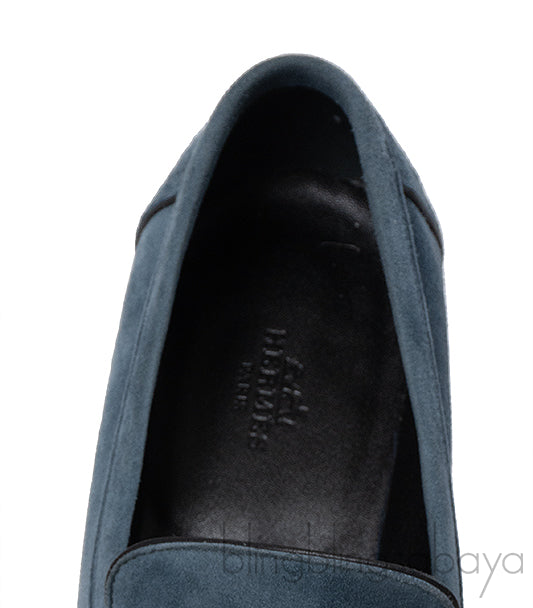 Hermes Paris Blue Suede Loafer