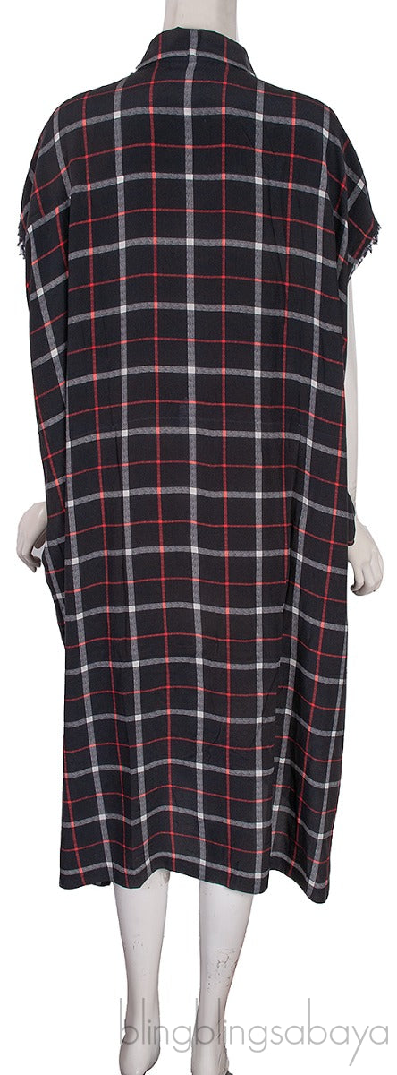 Black Checkered Shirt Oversize Dress