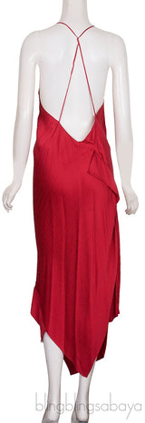 Jimboy Asymmetric Hammered Silk-satin Midi Dress