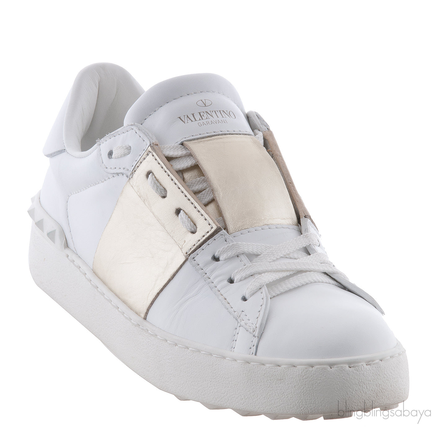 White and Gold Stripe Trainer Sneakers