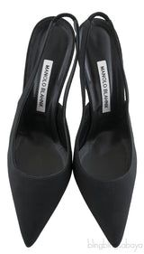 Black Satin Slingback Heels