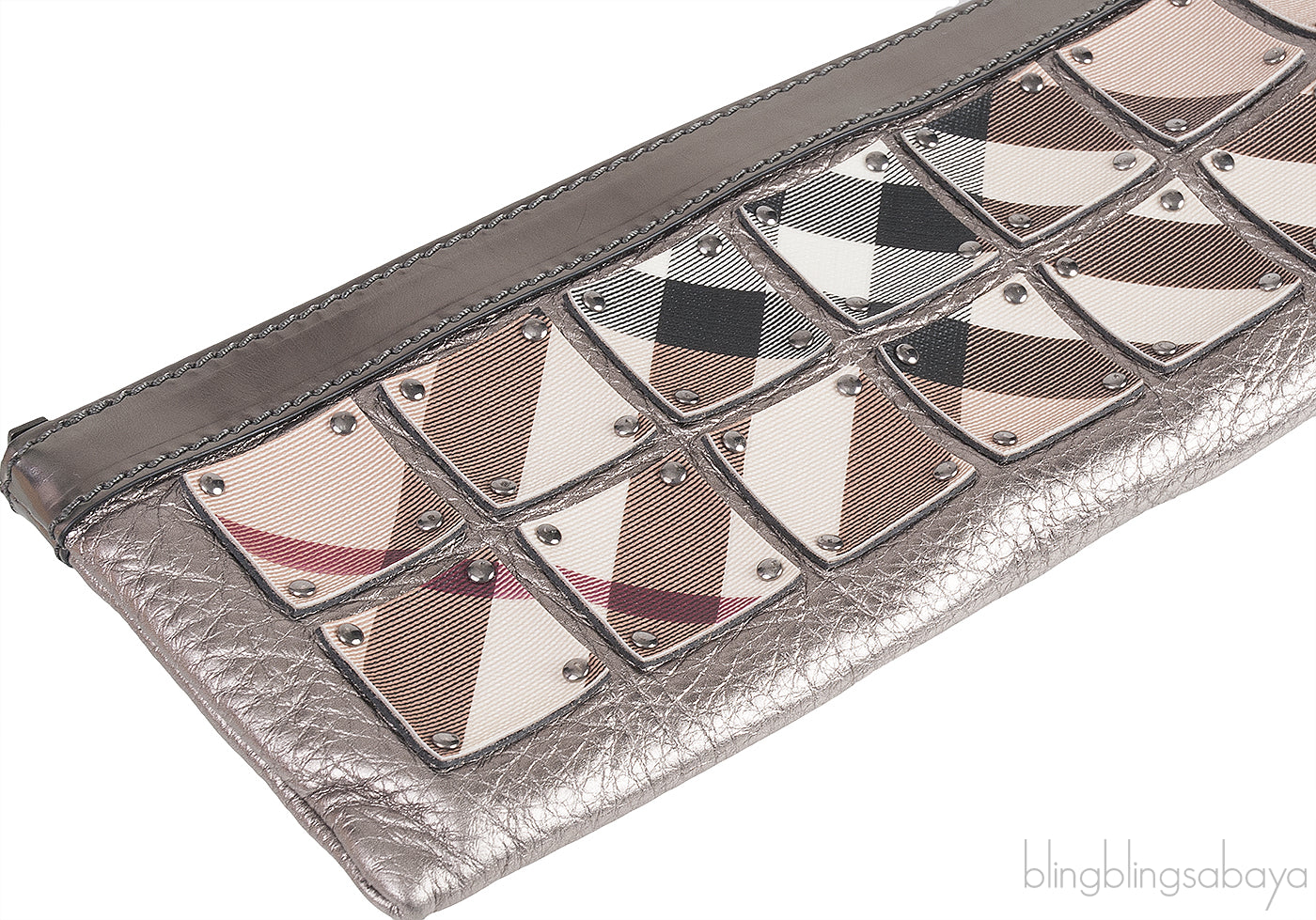 Long Grey & Checkered Wristlet Clutch