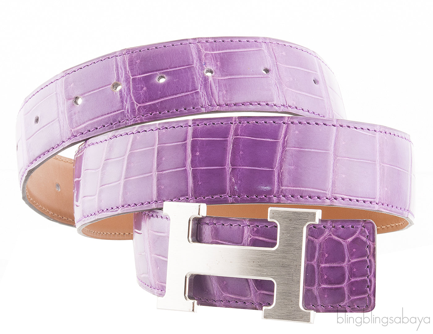 H Belt Amethyst Crocodile