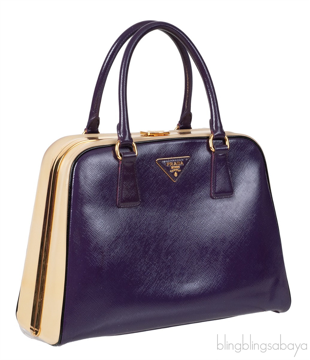 Bi-color Saffiano Frame Bag