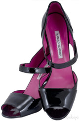 Black Patent Strap Heels