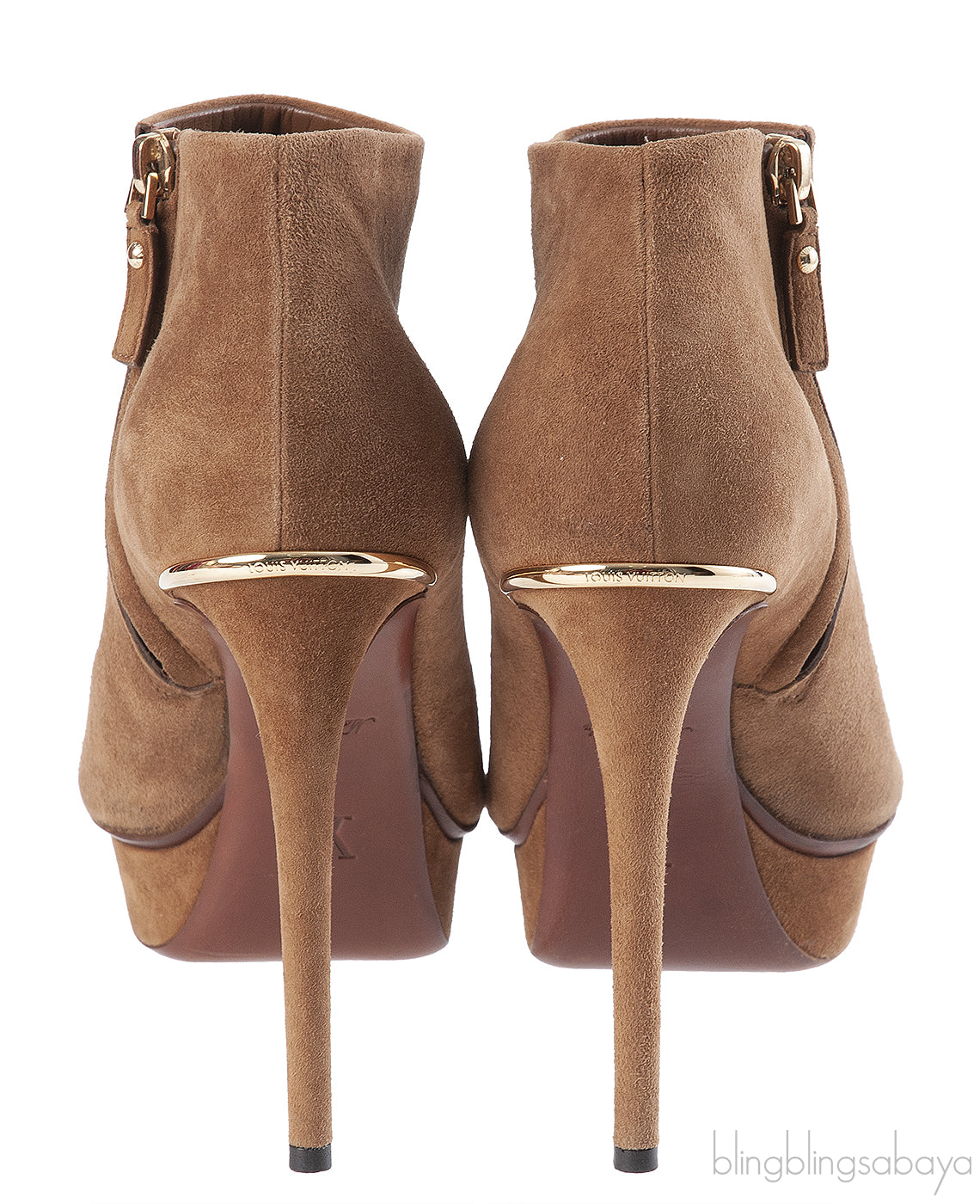 Louis Vuitton Brown Suede Peep Toe Ankle Boots