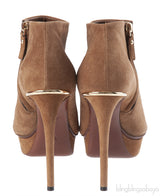 Louis Vuitton Brown Suede Peep Toe Ankle Boots