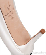 Off-white Satin Crystal Emb. heels