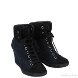 Louis Vuitton Blue & Black Monogram Wedge Boots