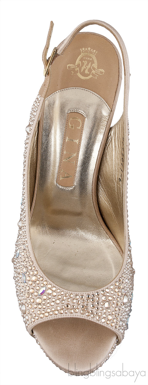Gold Crystal Platform Heels