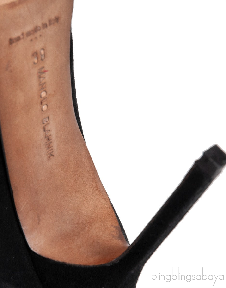 Black Suede Pointed Toe Heels