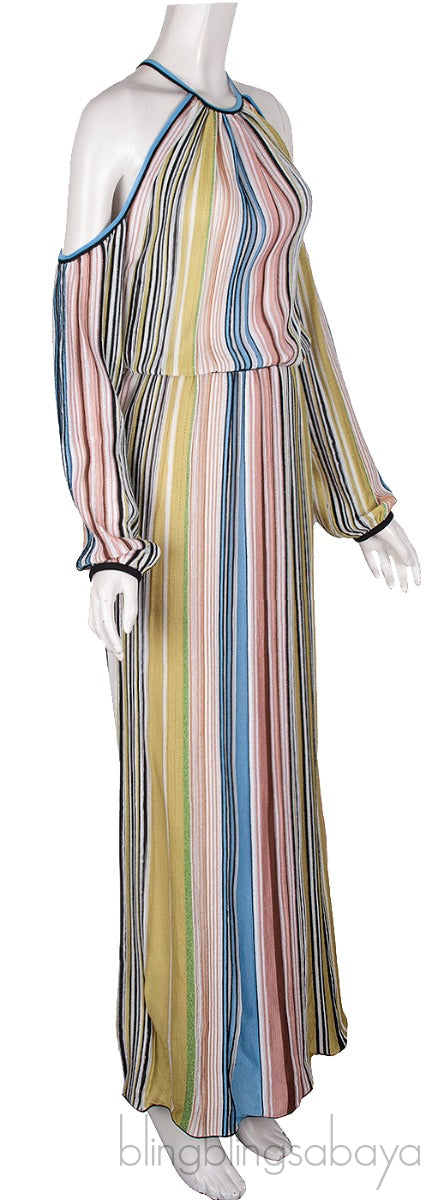 Striped Cold Shoulder Maxi Dress
