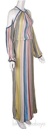 Striped Cold Shoulder Maxi Dress