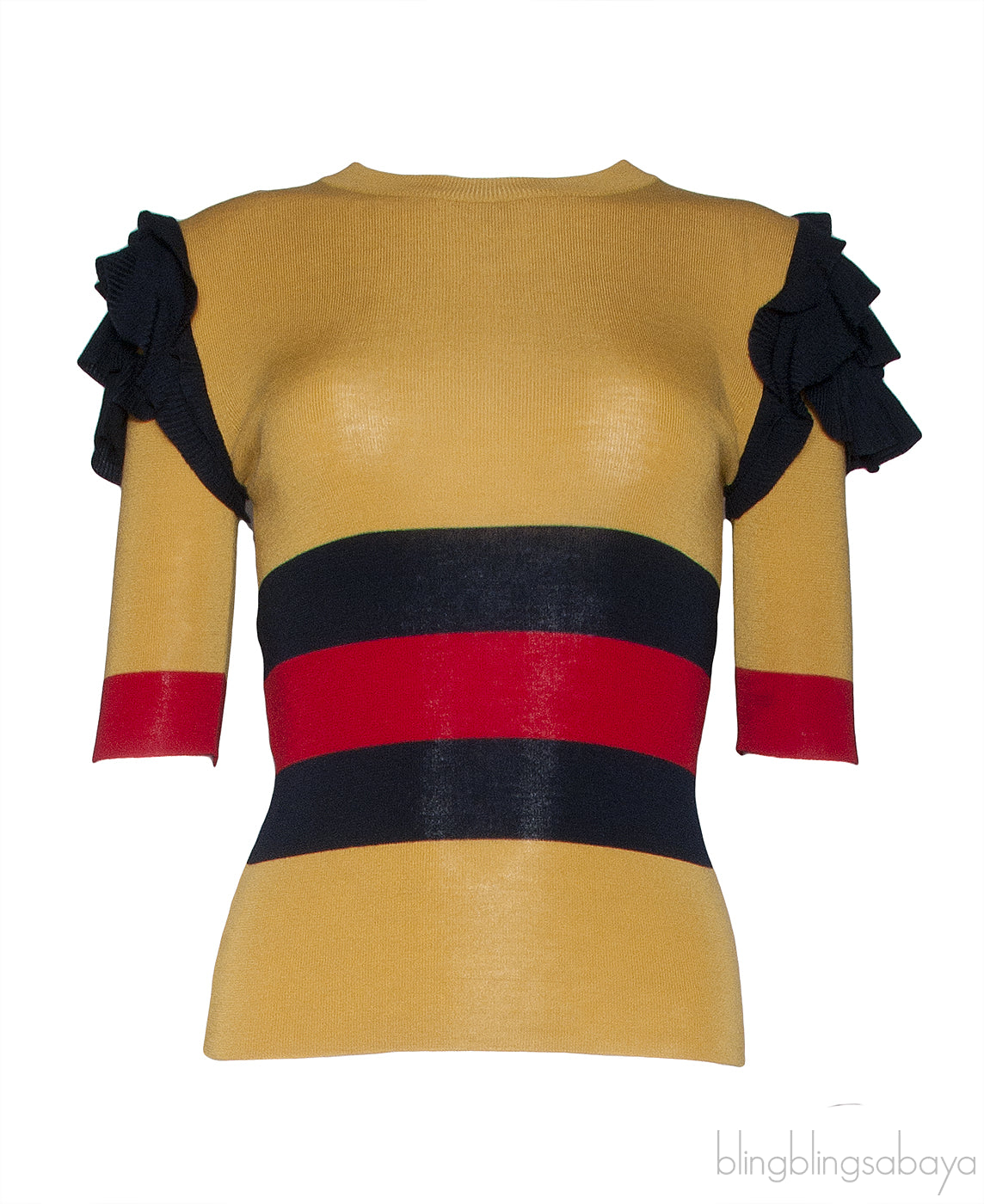 Tri-color Ruffled Knit Top