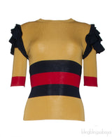 Tri-color Ruffled Knit Top