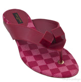 Red Damier Slip-on Sandals