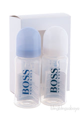 Baby Bottle Set Pale Blue & White
