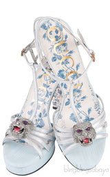 Tiger Head Silver Strappy Sandals