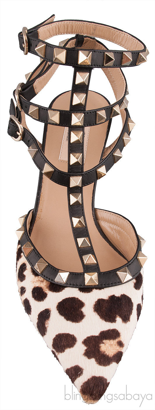 Leopard Pony Hair Rockstuds Pumps