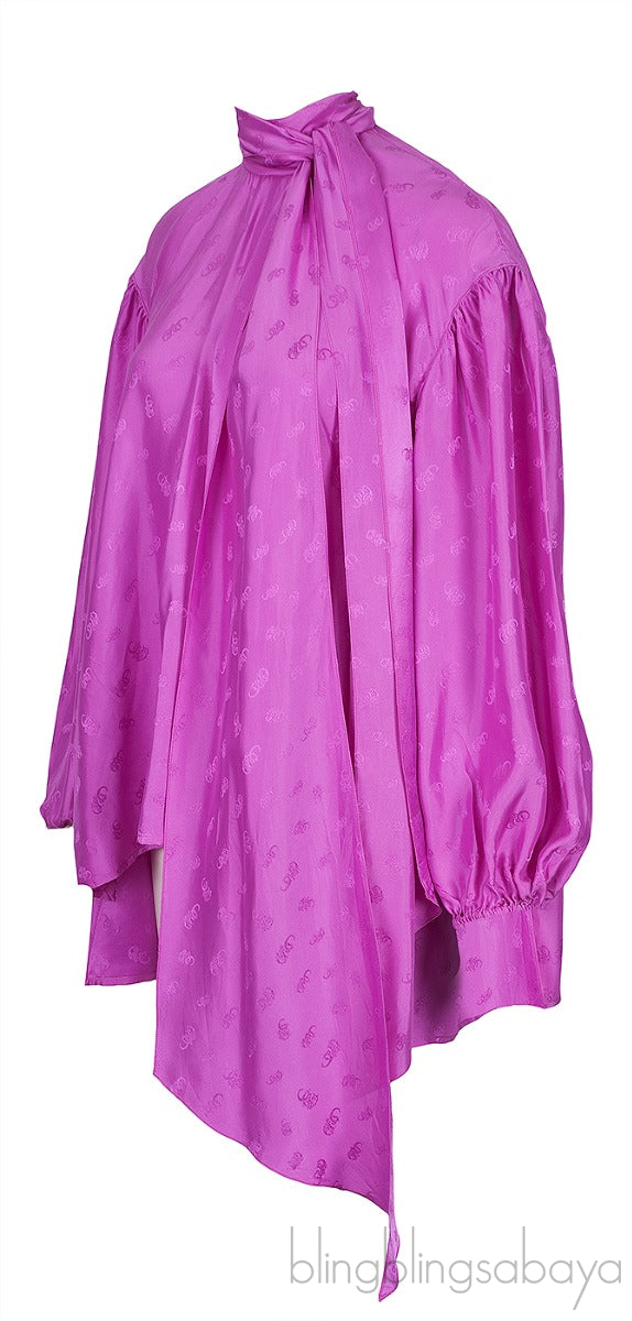 Silk Purple Logo Print Top