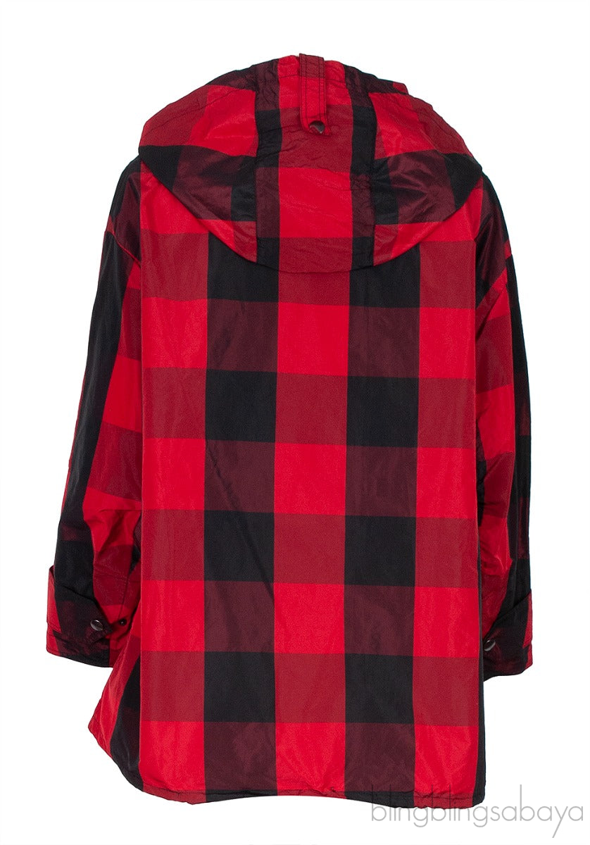 Dior Black & Red Plaid Polyester Rain Jacket